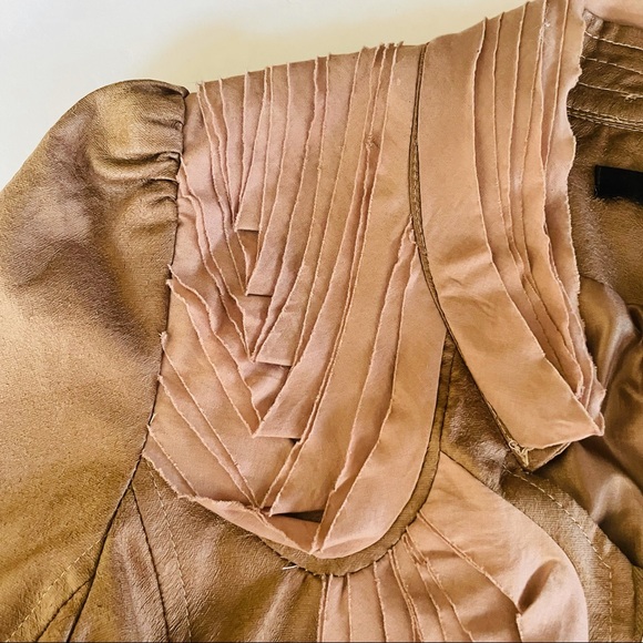 Rye women’s size small beige cotton textured cropped zip-up peplum jacket - Picture 15 of 16